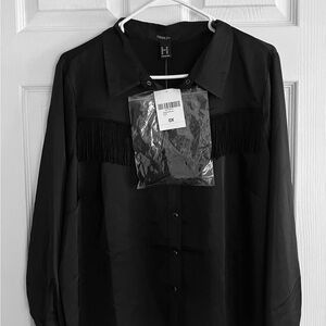 Forever 21 Black Collared BLOUSE